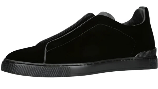 ZEGNA Velvet Triple Stitch Sneakers "Black"